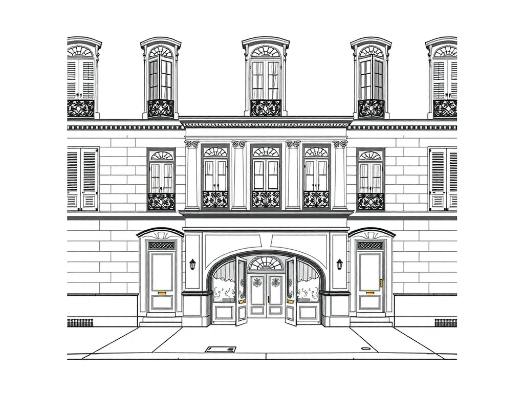 Croquis architectural de l'entrée de l'agence