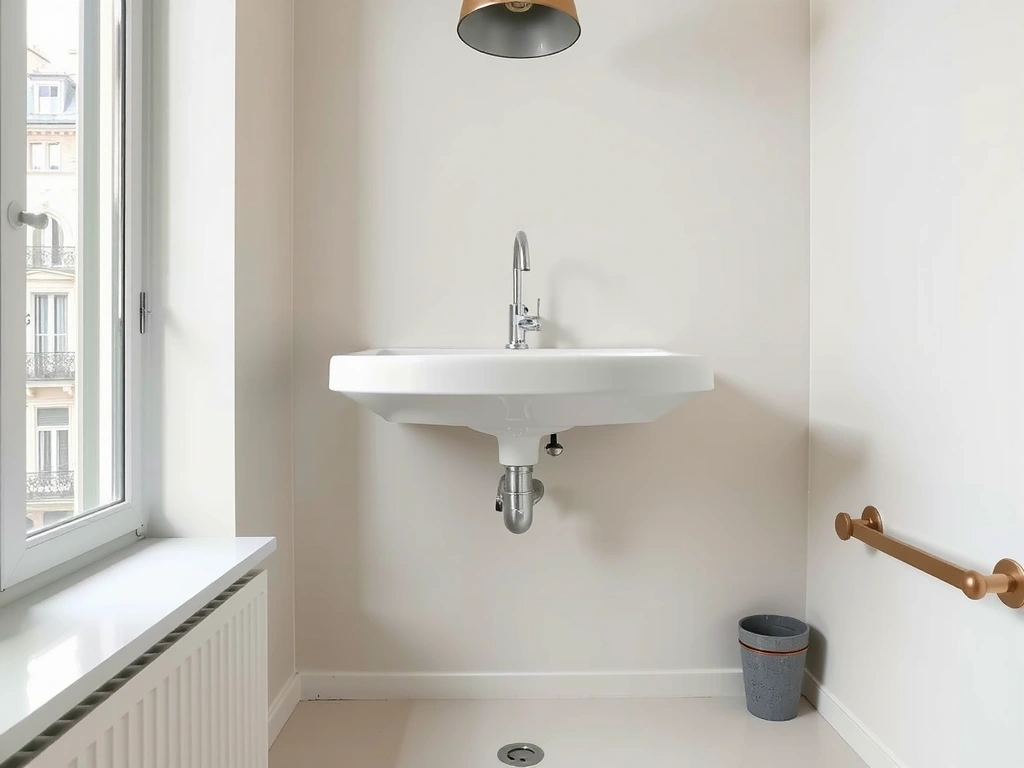 Lavabo suspendu nettoyé